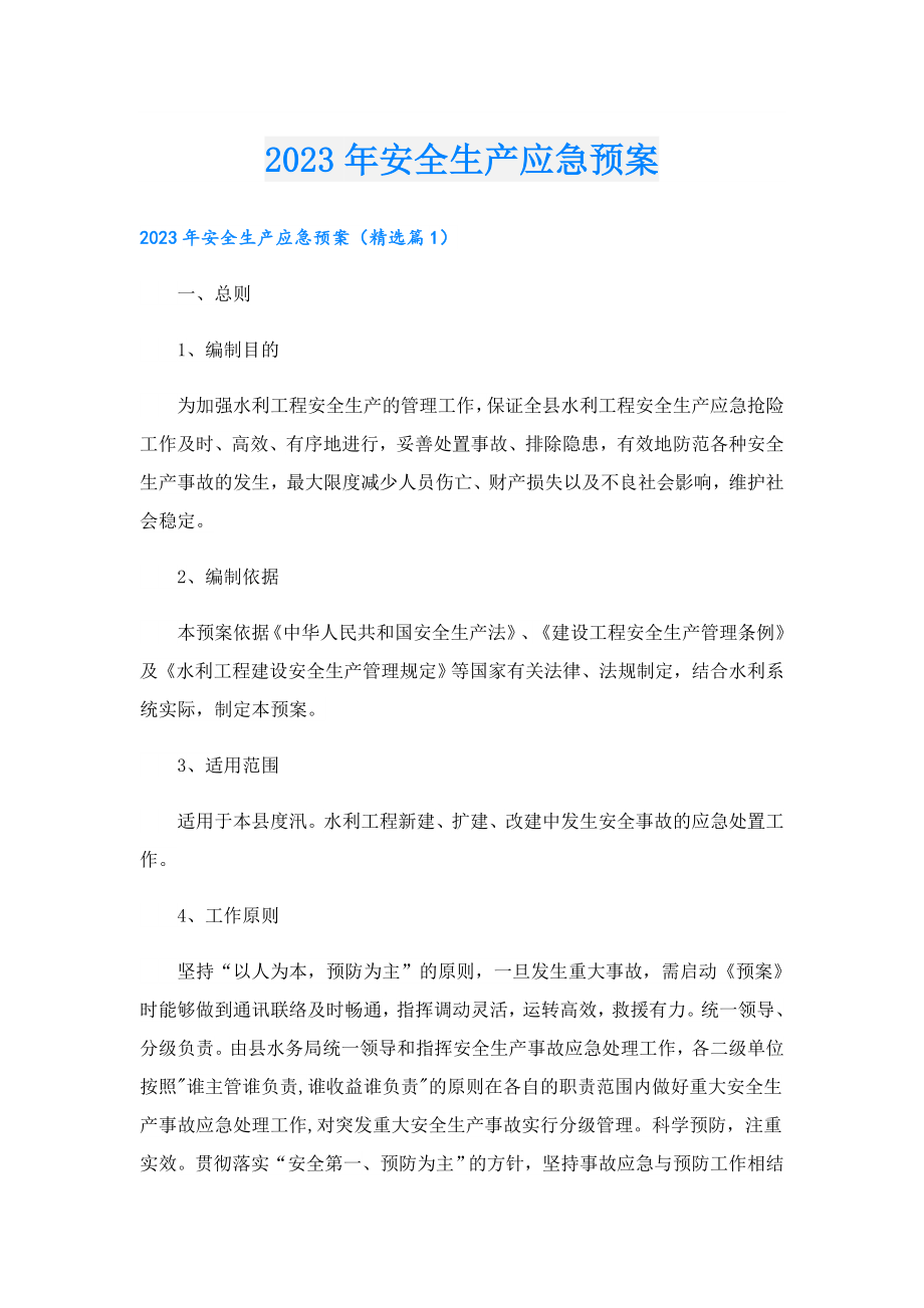 2023安全生产应急预案.doc_第1页