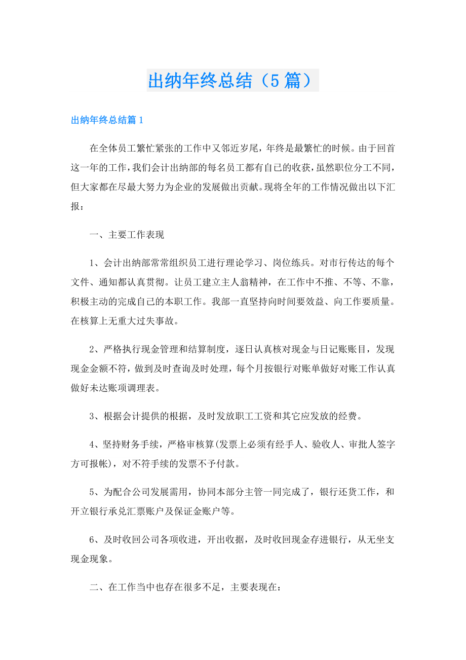 出纳终总结（5篇）.doc_第1页