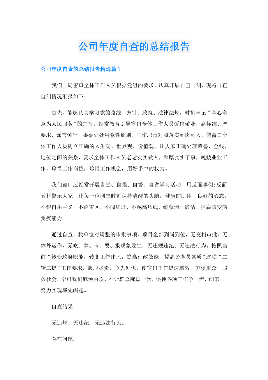 公司自查的总结报告.doc_第1页