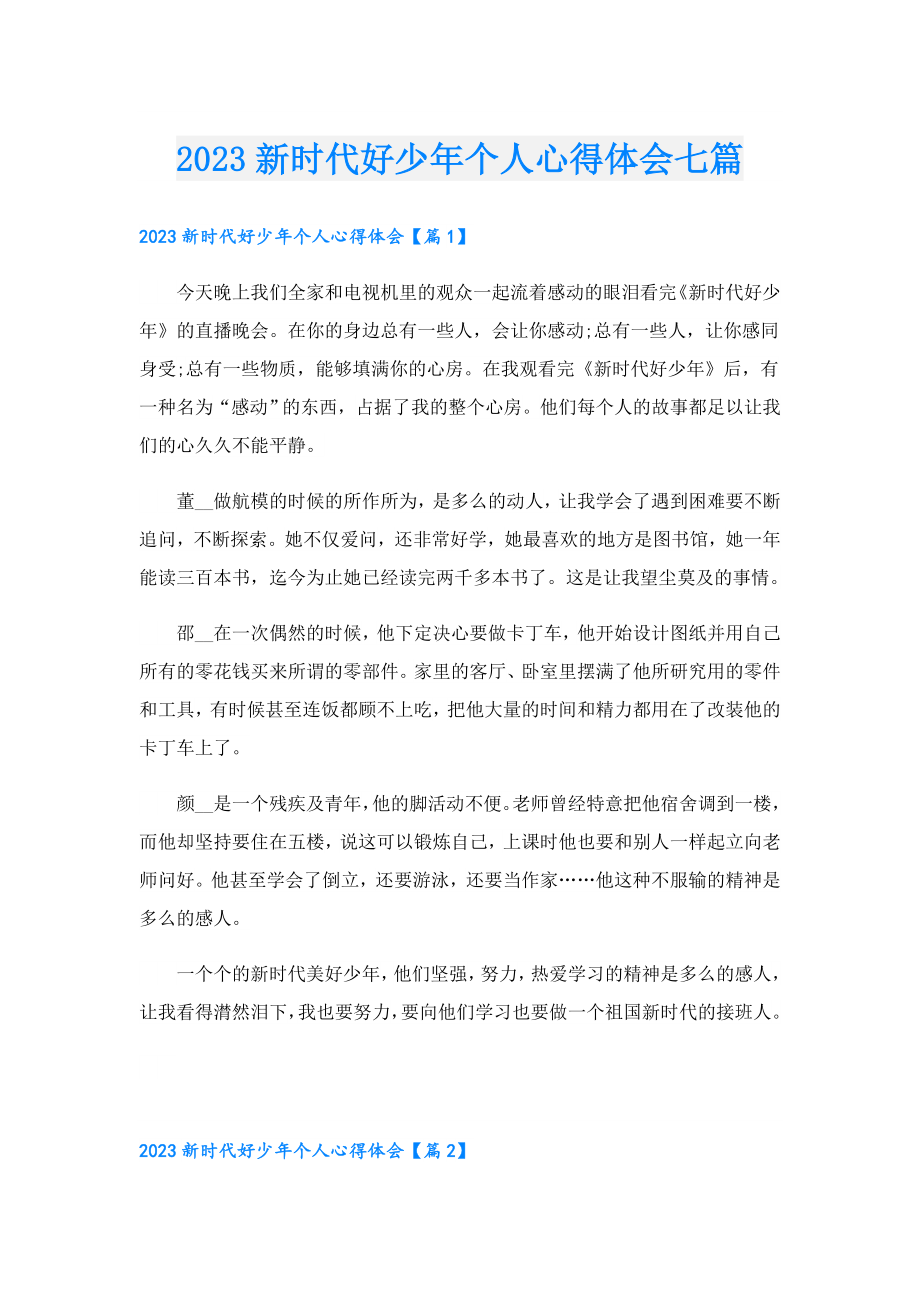 2023新时代好少个人心得体会七篇.doc_第1页