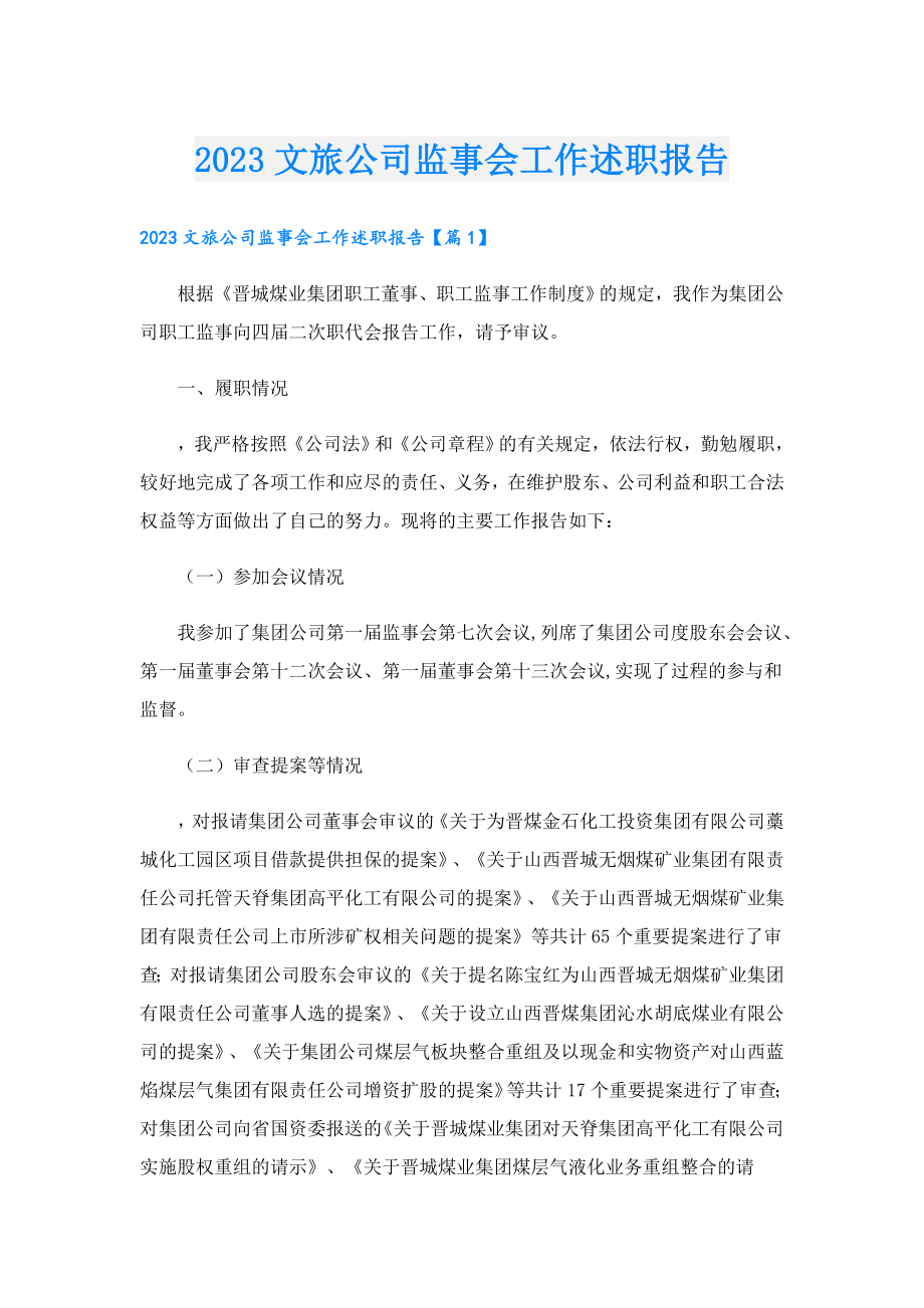 2023文旅公司监事会工作述职报告.doc_第1页