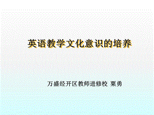 英语教学中的文化意识.ppt