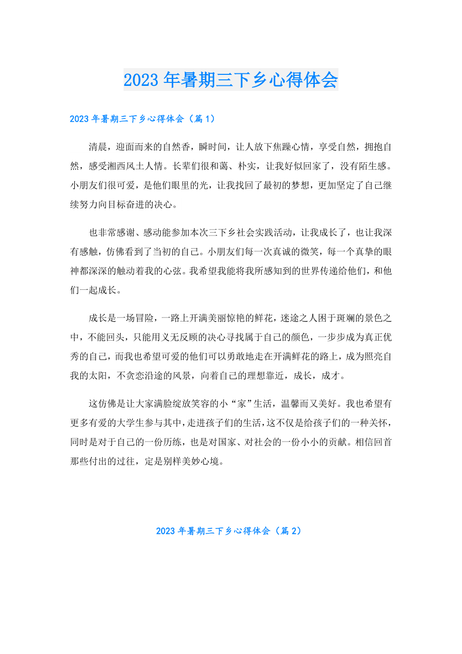 2023暑期三下乡心得体会.doc_第1页