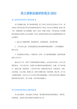 员工求职自我评价范文2023.doc