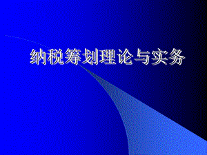 纳税筹划理论与实务.ppt