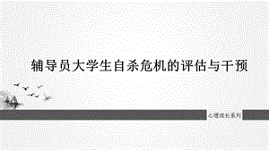 心理成长系列 辅导员大学生自杀危机的评估与干预.ppt