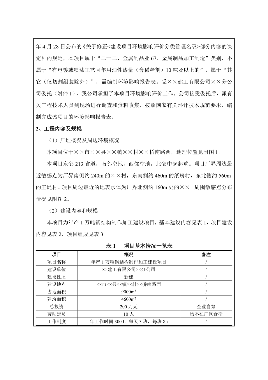 产1万吨钢结构制作加工建设项目环境影响报告表.doc_第2页