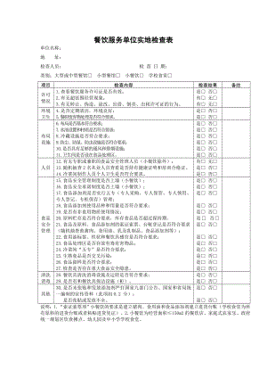 餐饮服务单位实地检查表.doc