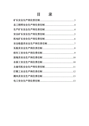 煤矿安全生产岗位责任制汇编.doc