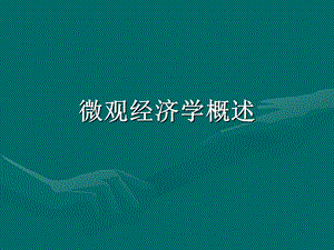 微观经济学概述.ppt