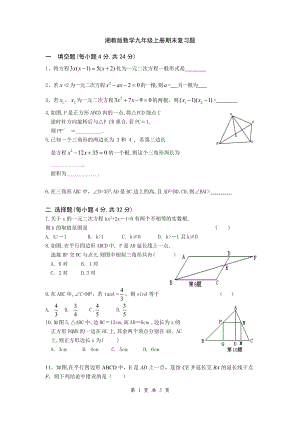 湘教版数学九年级上册期末复习题.doc