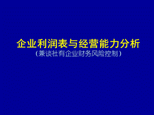 企业利润表与经营能力分析兼谈社有企业财务风险控制.ppt