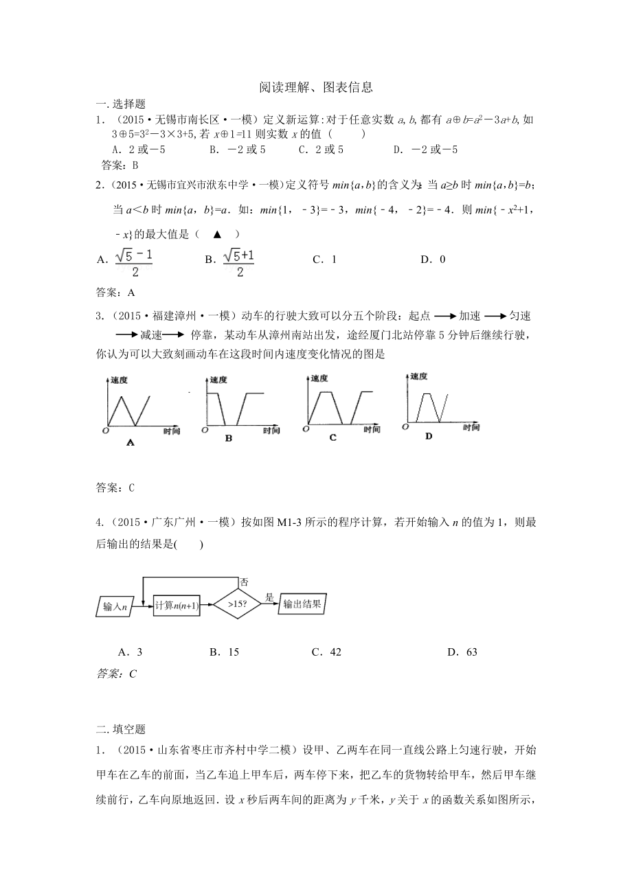 中考数学模拟试卷精选汇编：阅读理解 图表信息.doc_第1页