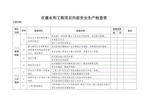 在建水利工程项目汛前安全生产检查表.doc