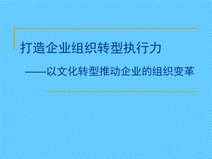 打造企业组织转型执行力——以文化转型推动企业的组织变革.ppt