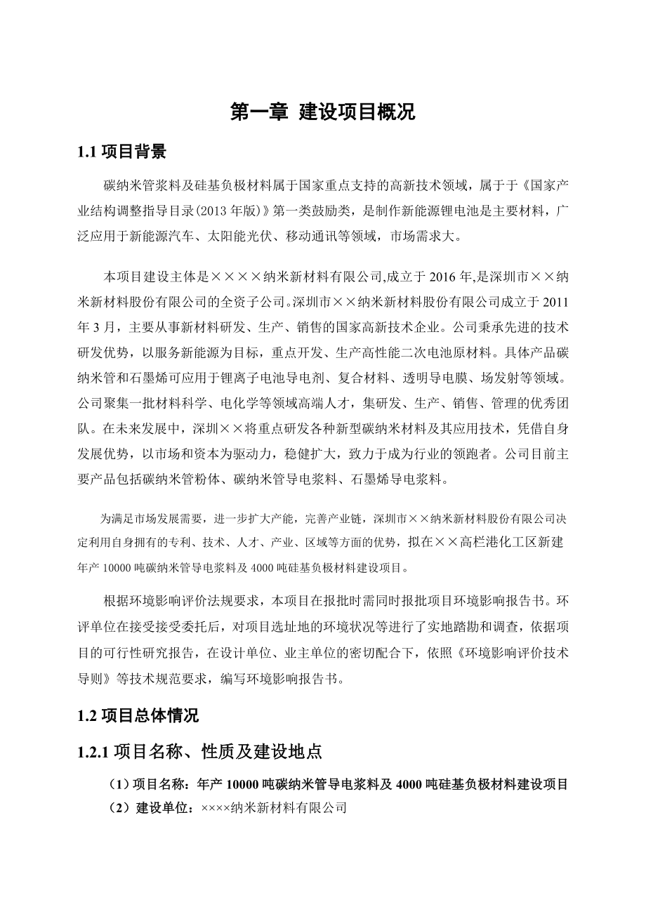 产10000吨碳纳米管导电浆料及4000吨硅基负极材料建设项目环境影响报告书.doc_第3页