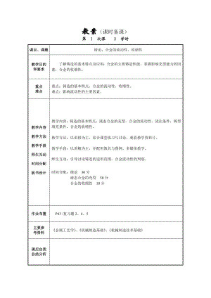 冶金铸造教案课时备课.doc