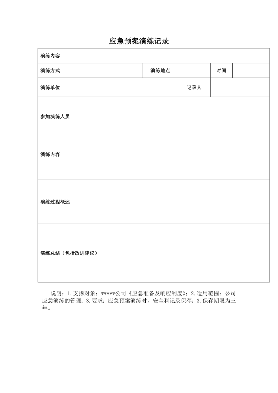 应急预案演练记录表 .doc_第1页