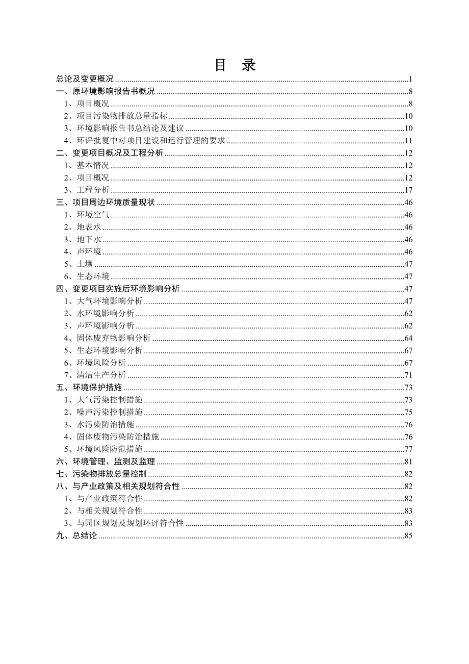 甲醇项目调整原料供应方案环境影响报告.doc_第1页