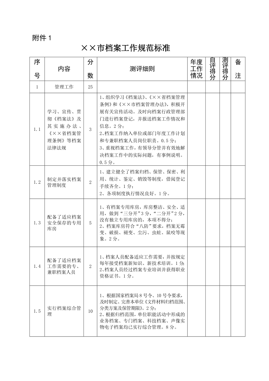 档案工作规范标准.doc_第1页