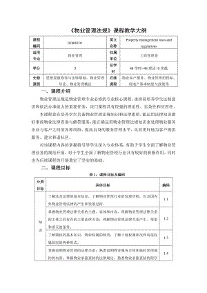 物业管理法规课程教学大纲.doc