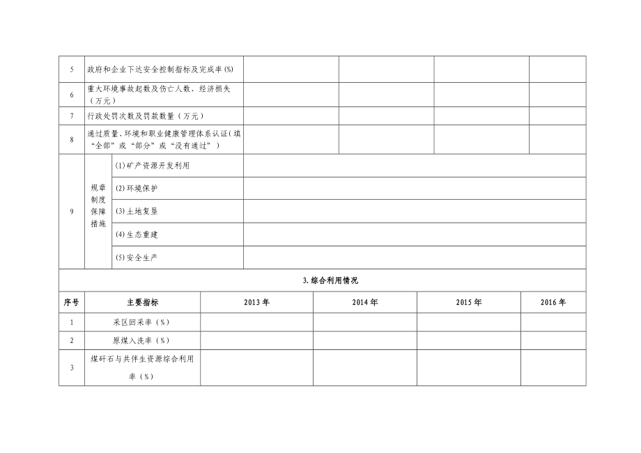 煤炭行业绿色矿山示范试点单位建设情况调查表.doc_第3页