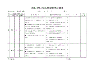 企业质量 环境 职业健康安全一体化管理体系内部审核检查表.doc