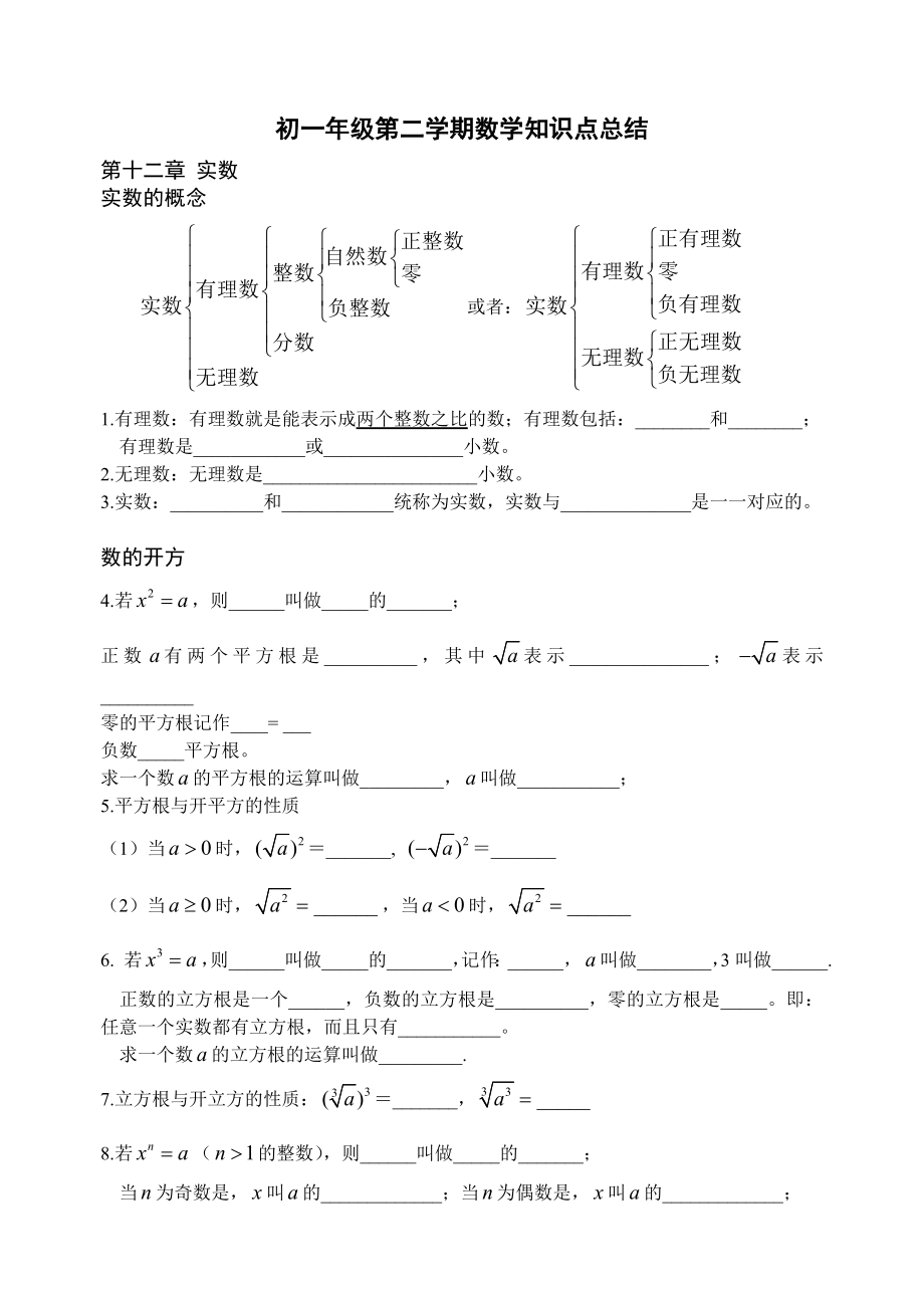 初一级第二学期数学知识点总结.doc_第1页