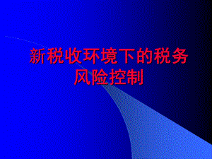 新税收环境下的税务风险控制.ppt