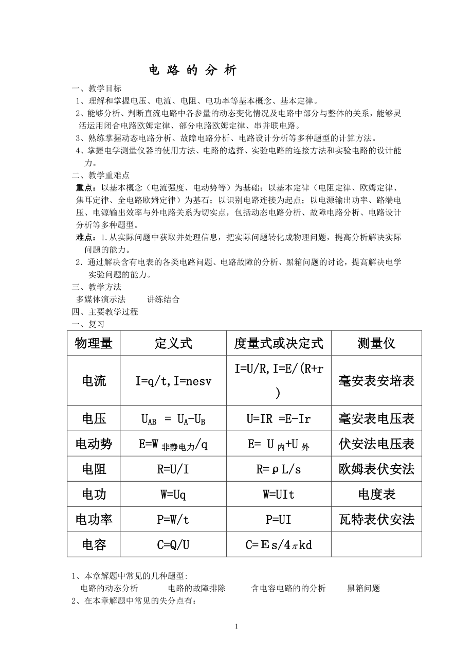 电路的分析优质课比赛--冯不定项1.doc_第1页