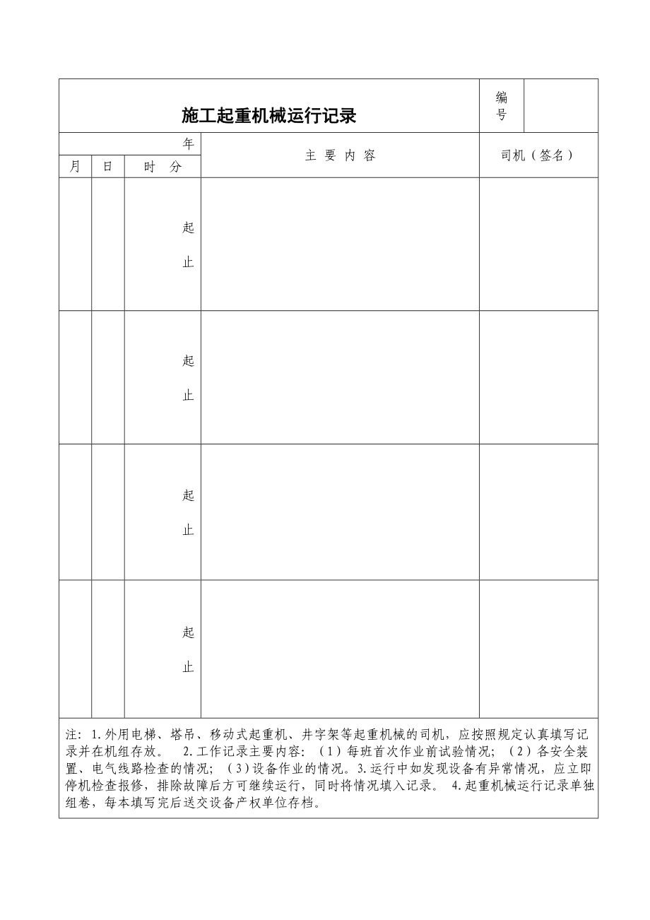 施工起重机械运行记录.doc_第1页