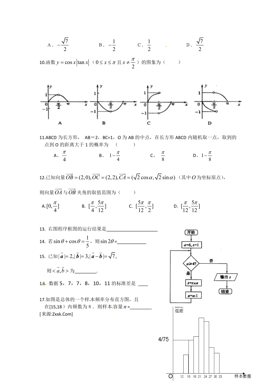 高一下学期期末考试数学试题(含答案).doc_第2页