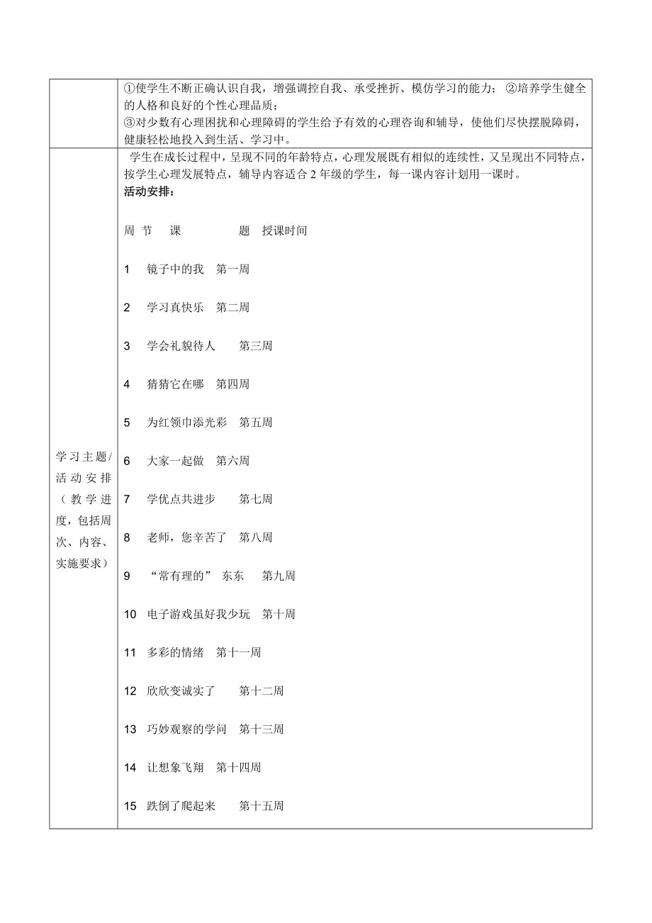 二级上册心理课课程纲要分享教案.doc_第3页