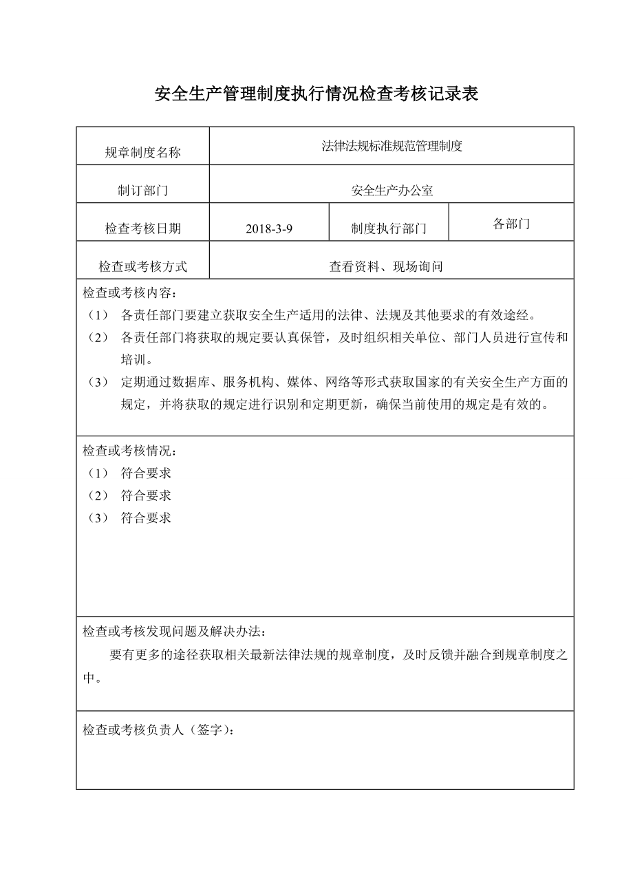 安全生产管理制度执行情况检查记录表.doc_第2页