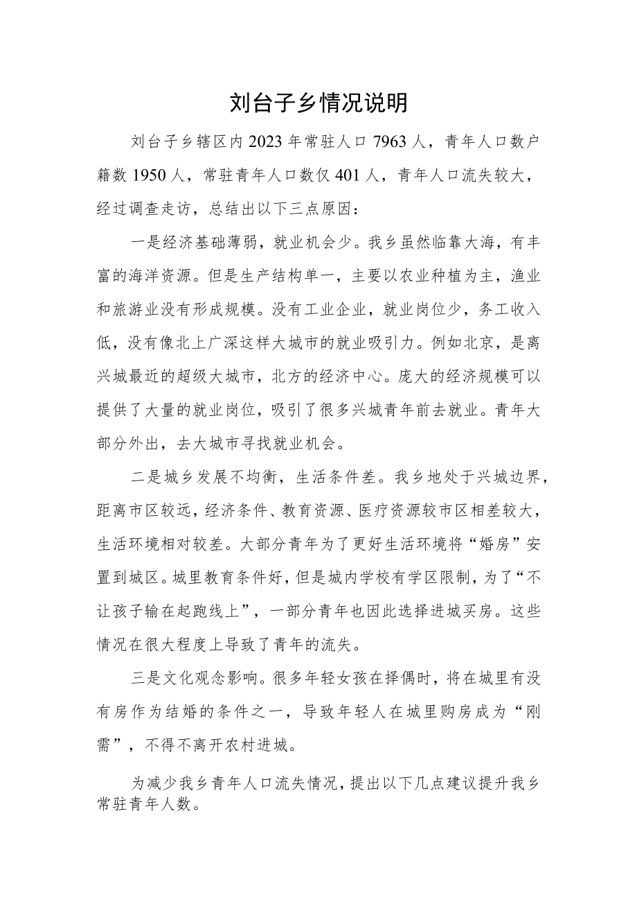 乡青年人才流失情况说明.docx_第1页