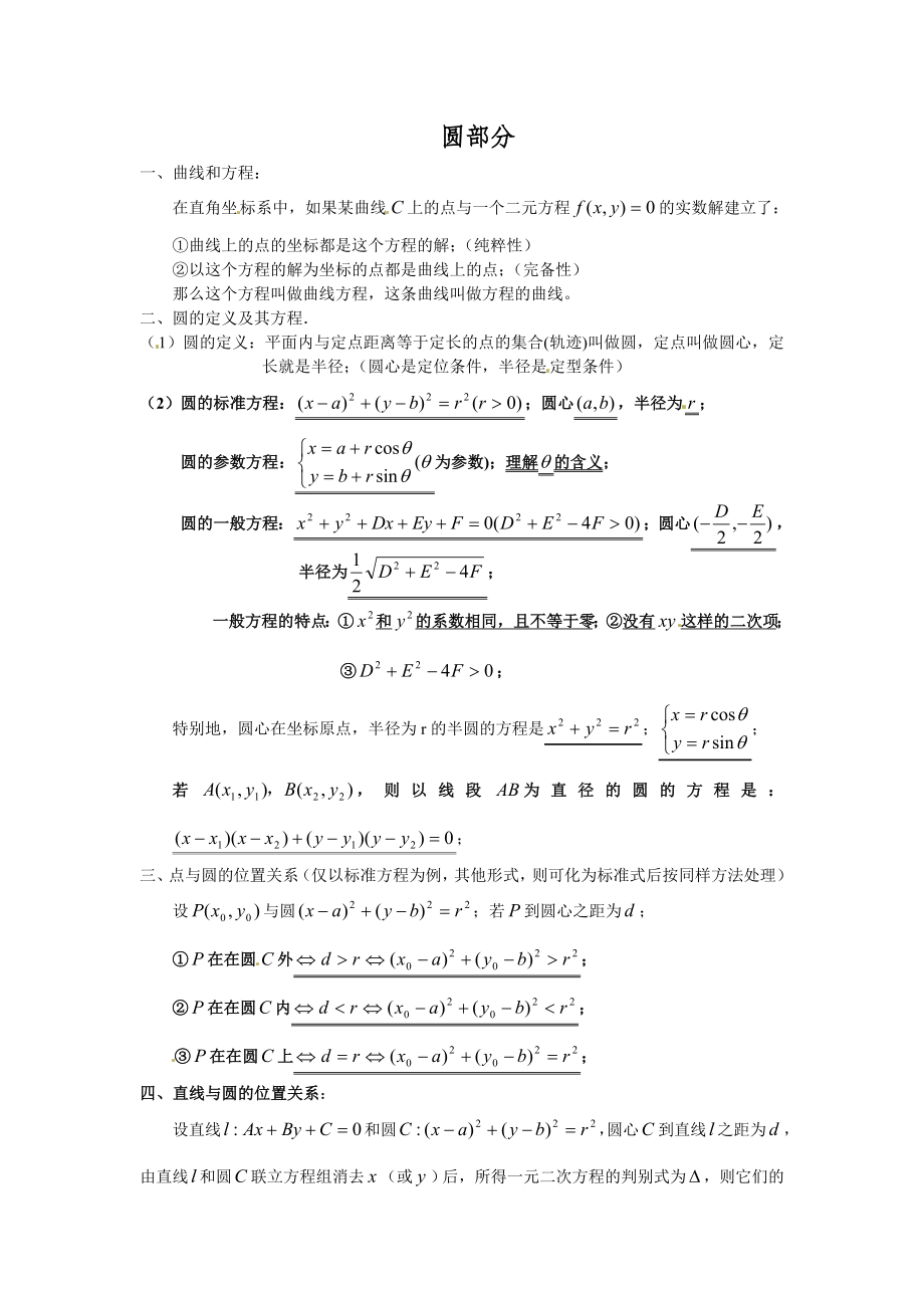 高中数学复习 知识点归纳 11圆部分.doc_第1页