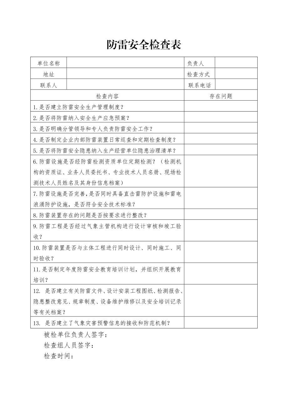 防雷安全检查表.doc_第1页