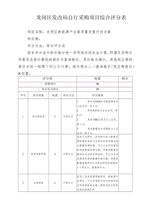 龙岗区发改局自行采购项目综合评分表.docx