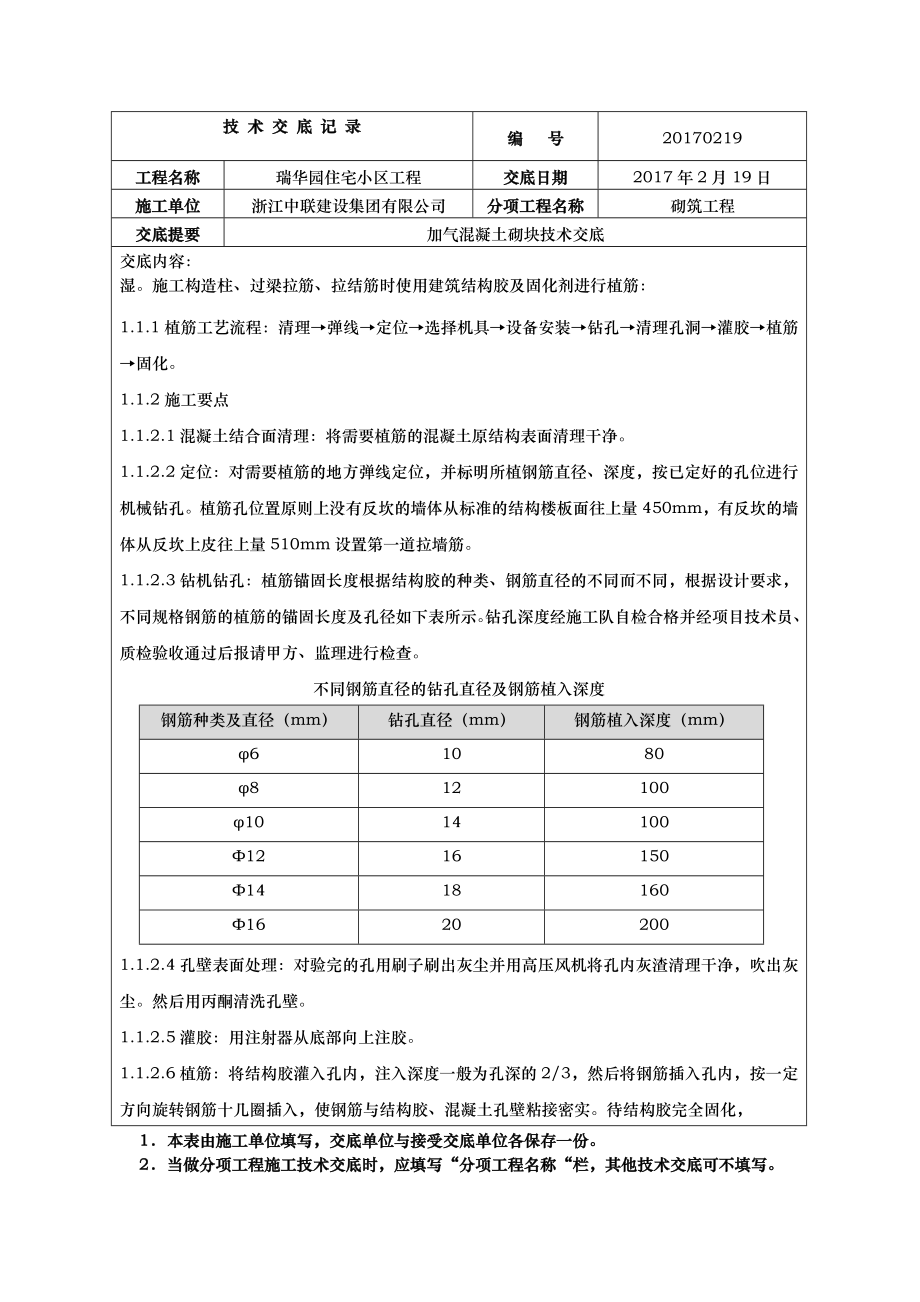 加气混凝土砌块填充墙技术交底记录大全.doc_第2页