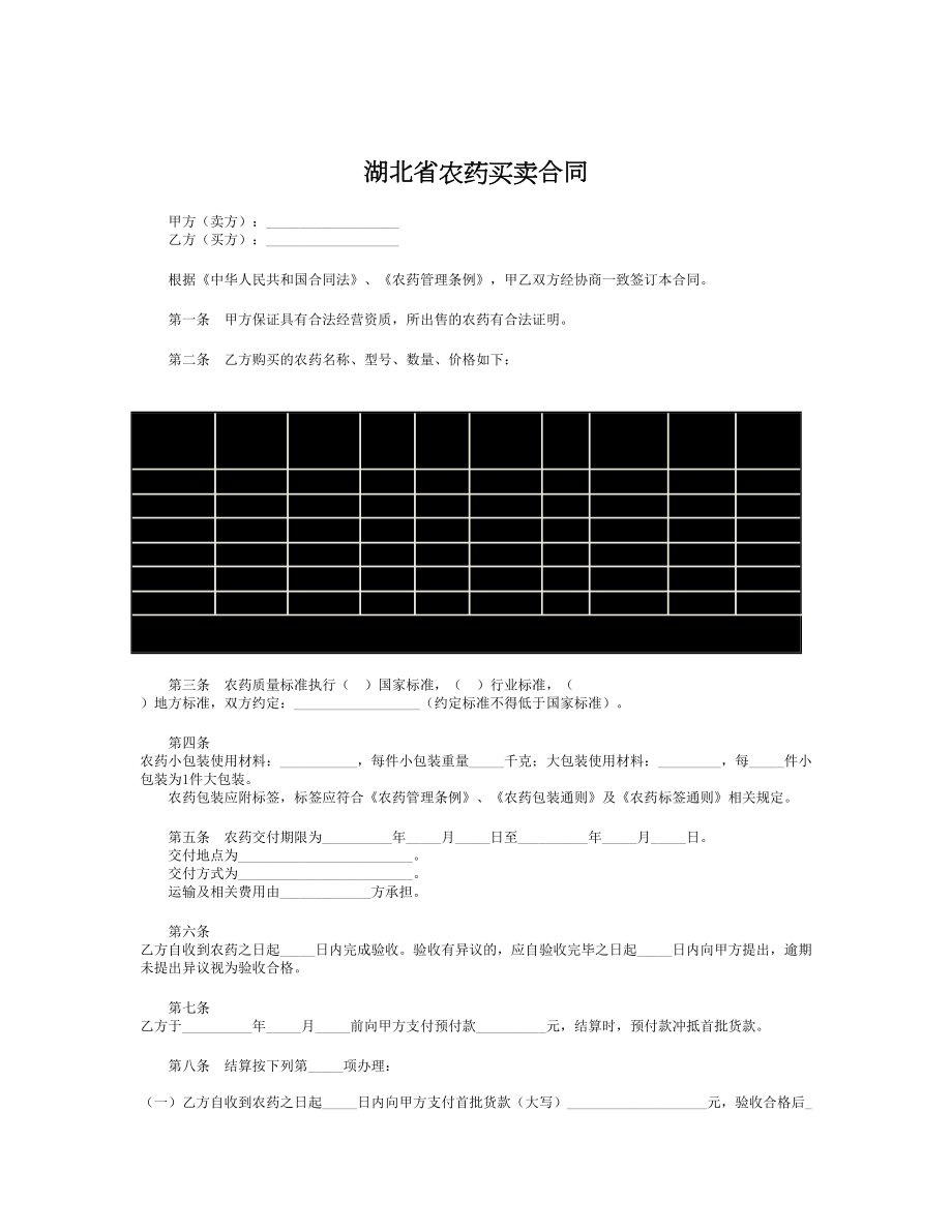 湖北省农药买卖合同.doc_第1页