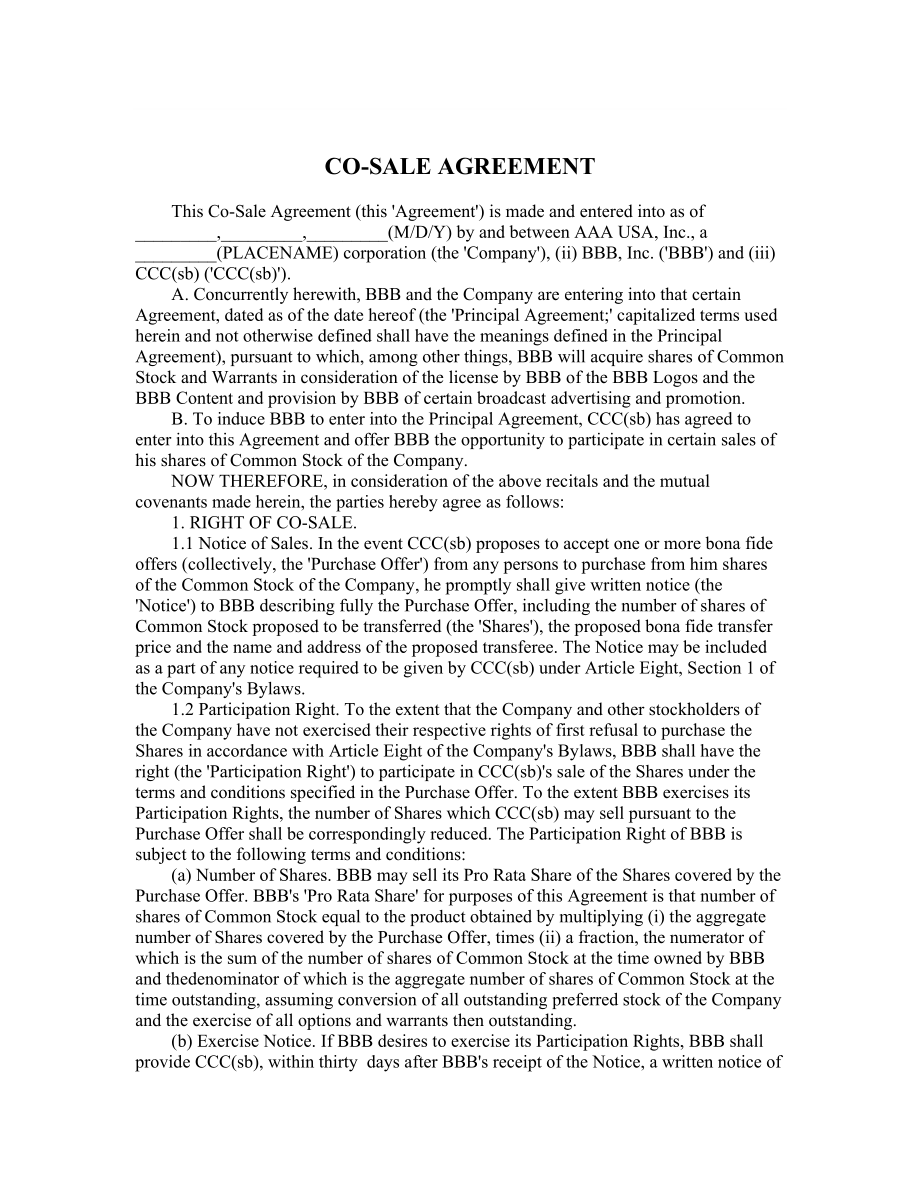 COSALE AGREEMENT.doc_第1页