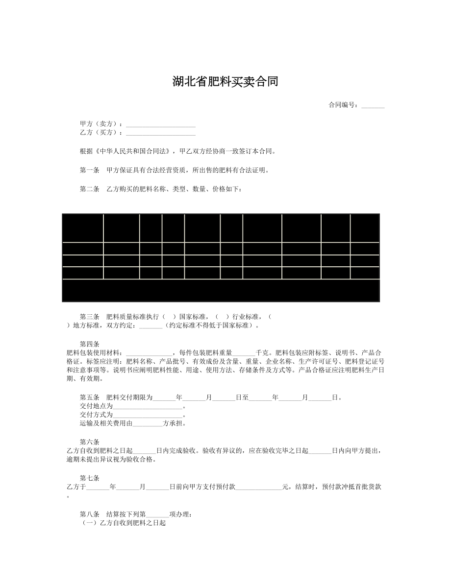 湖北省肥料买卖合同.doc_第1页