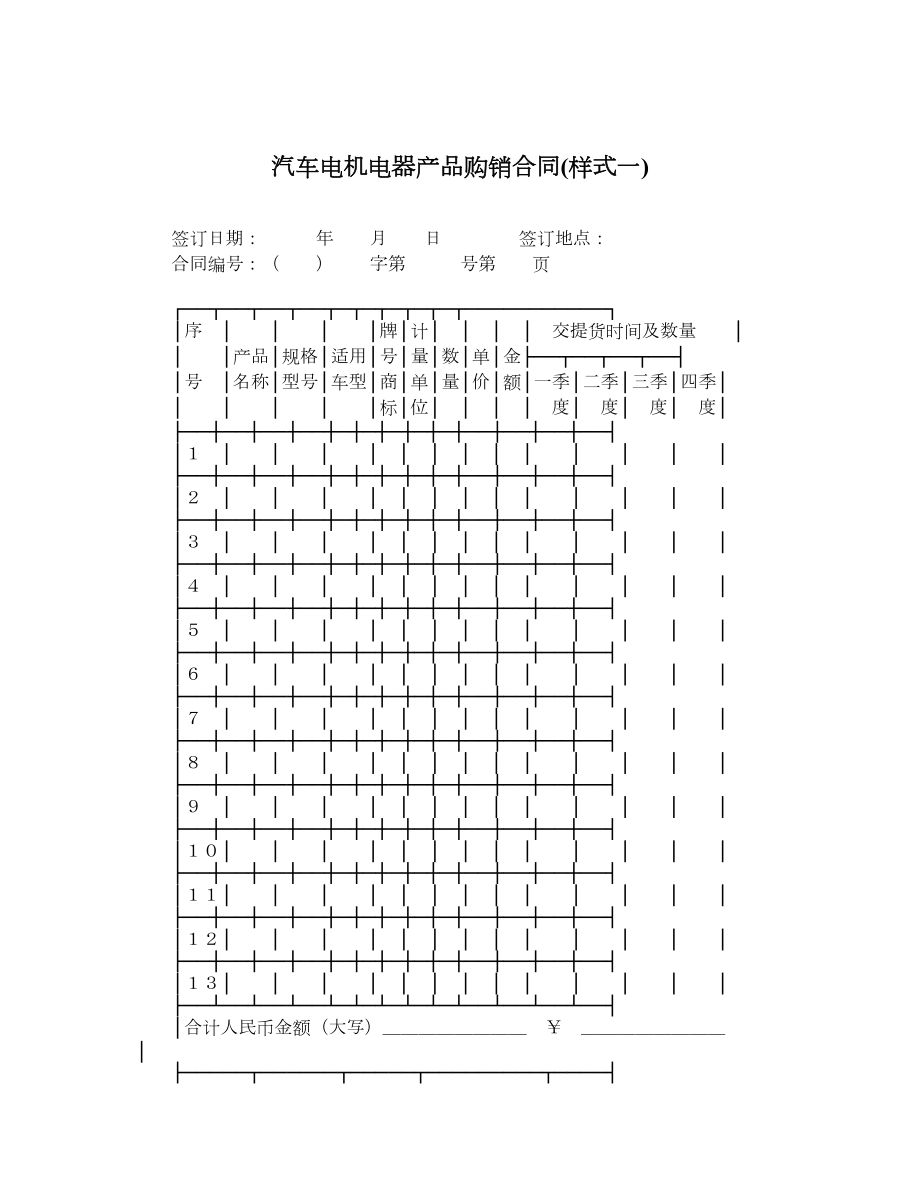 汽车电机电器产品购销合同(样式一).doc_第1页