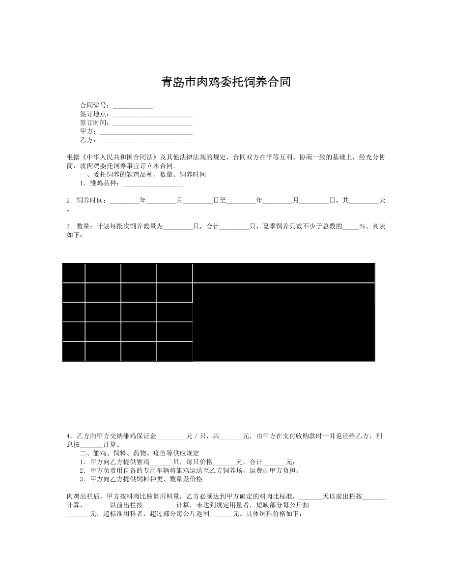 青岛市肉鸡委托饲养合同.doc_第1页