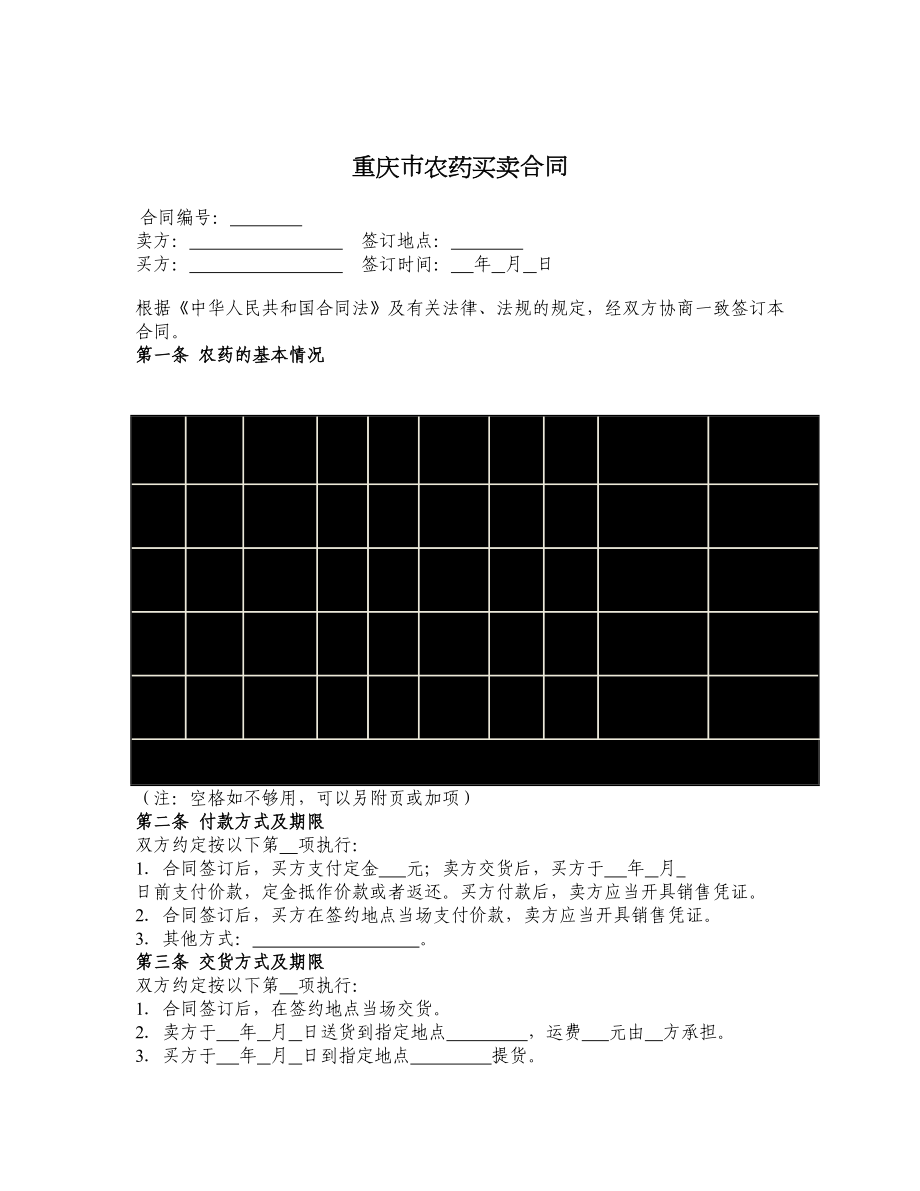 重庆市农药买卖合同.doc_第1页