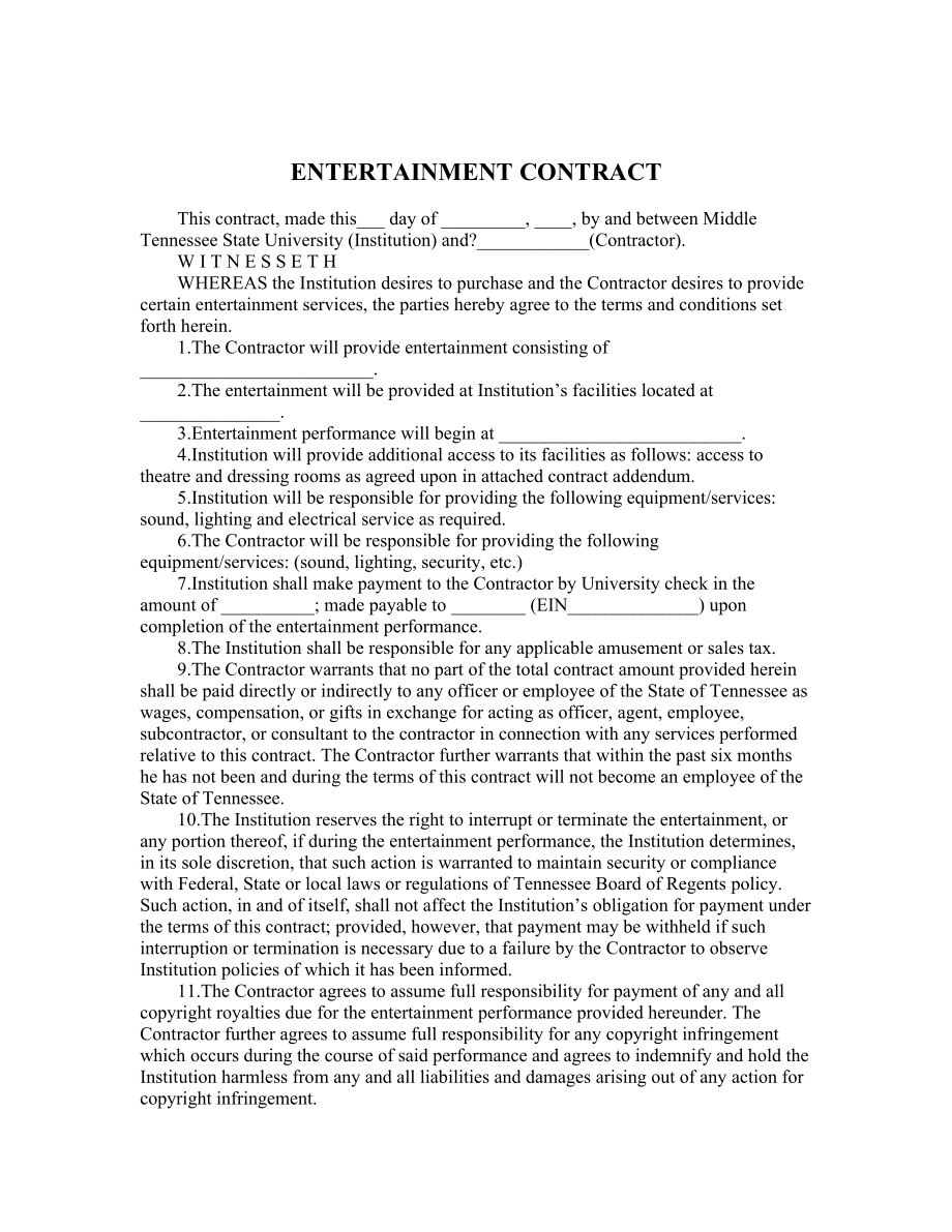 ENTERTAINMENT CONTRACT.doc_第1页