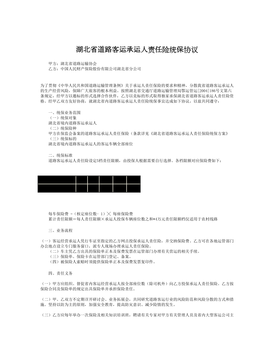 湖北省道路客运承运人责任险统保协议.doc_第1页