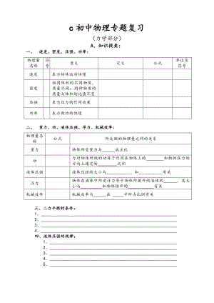 初中物理专题复习(力学).doc