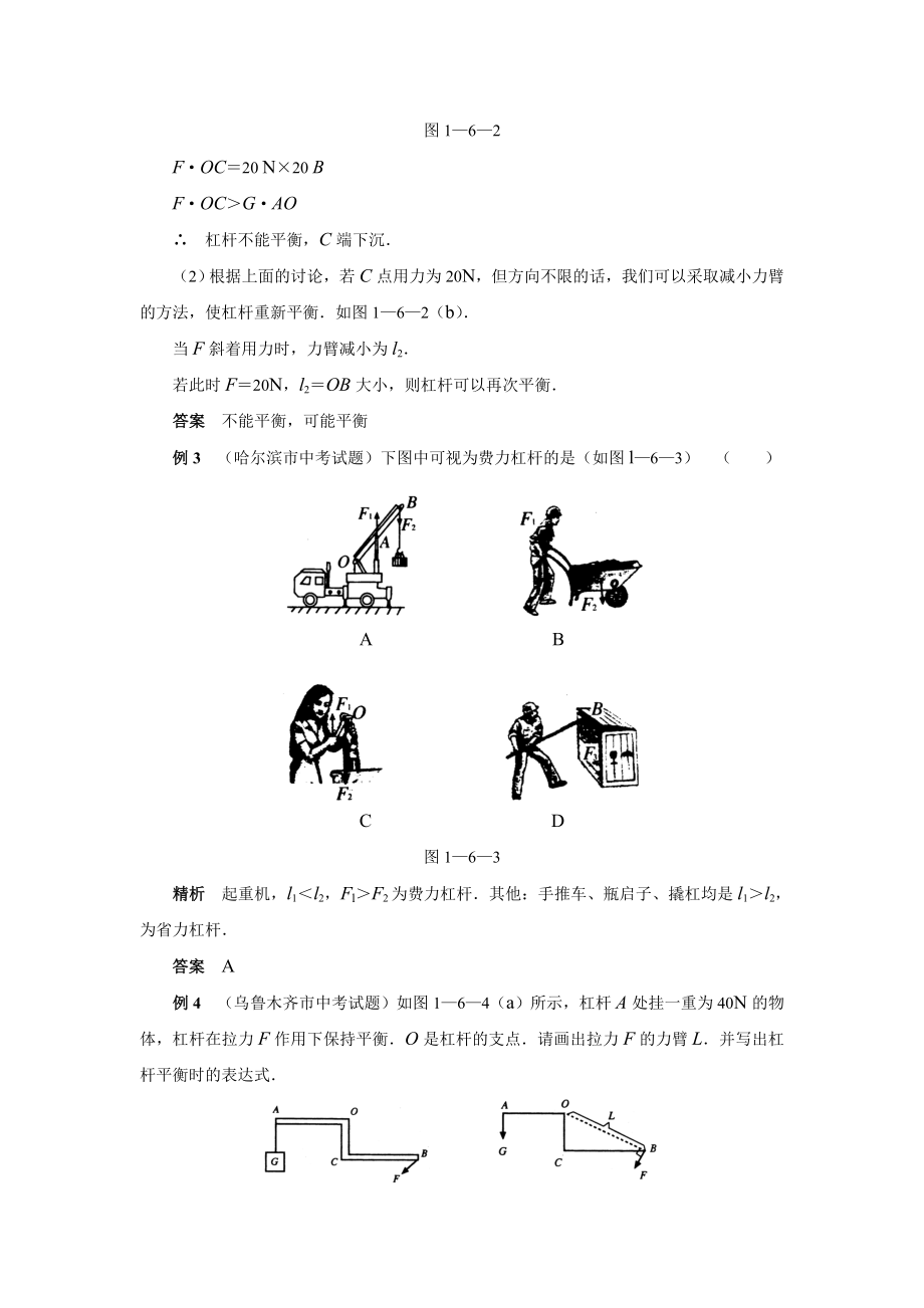 初中物理杠杆与滑轮典型例题解析精编版.doc_第2页