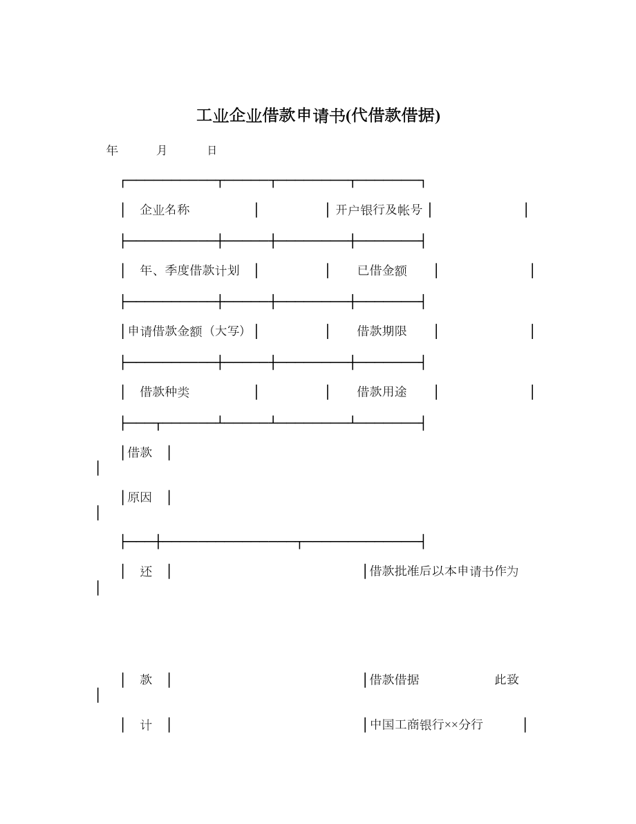 工业企业借款申请书(代借款借据).doc_第1页